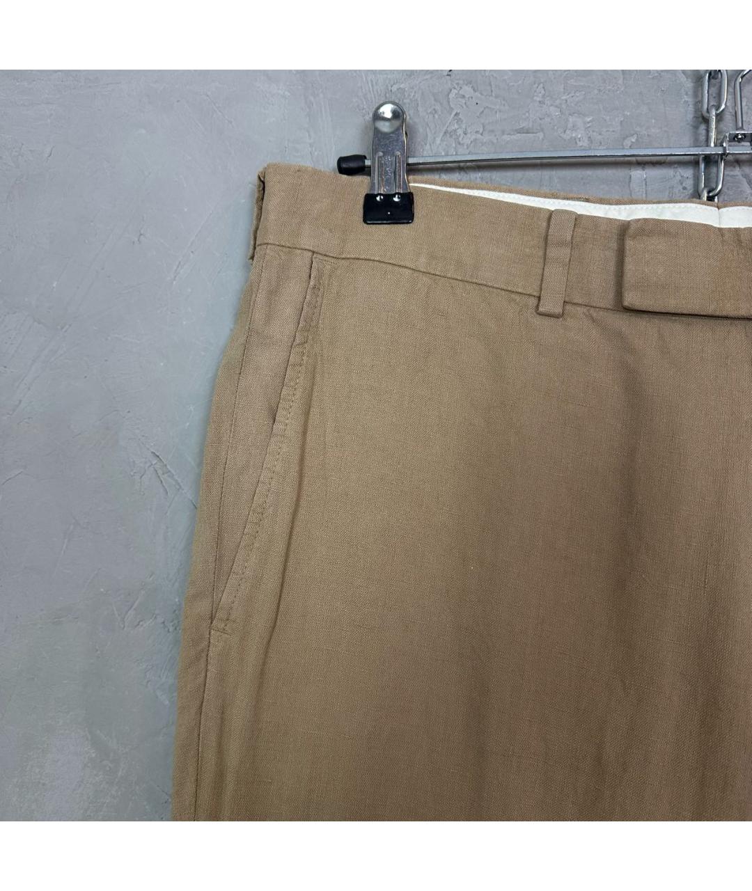 HUGO BOSS Коричневые льняные классические брюки, фото 7