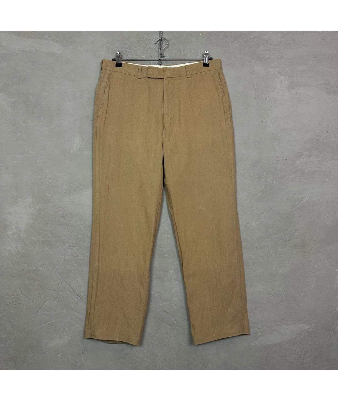HUGO BOSS Коричневые льняные классические брюки, фото 9