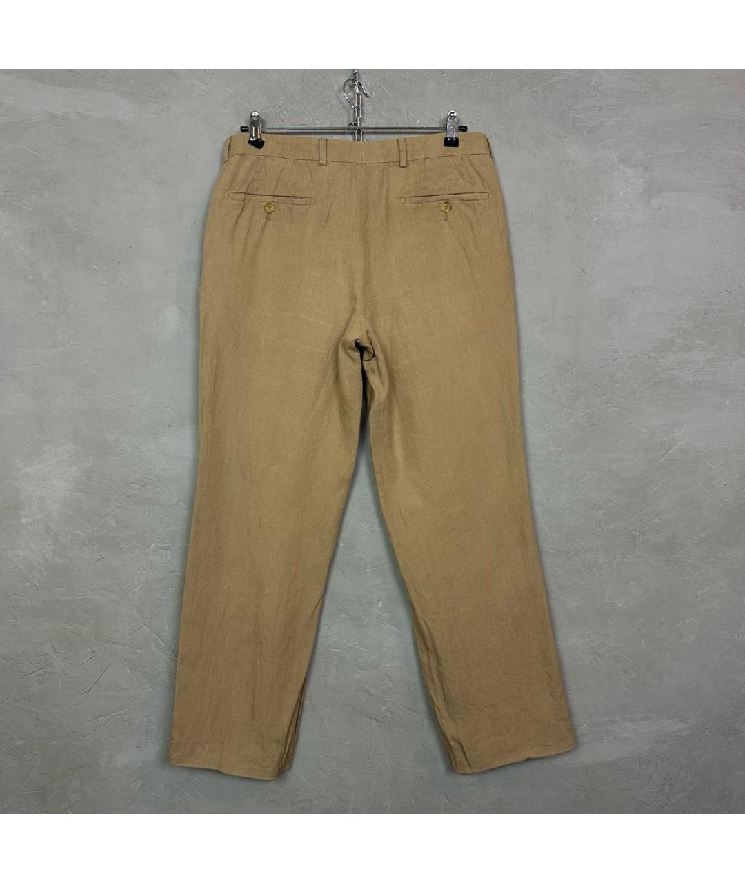 HUGO BOSS Коричневые льняные классические брюки, фото 2