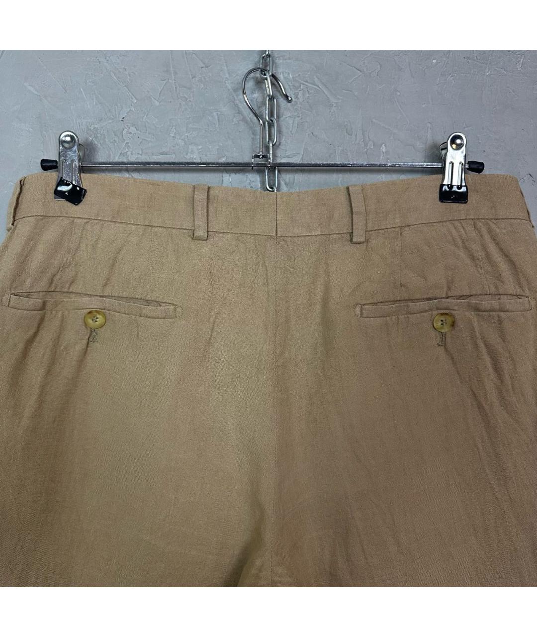 HUGO BOSS Коричневые льняные классические брюки, фото 3