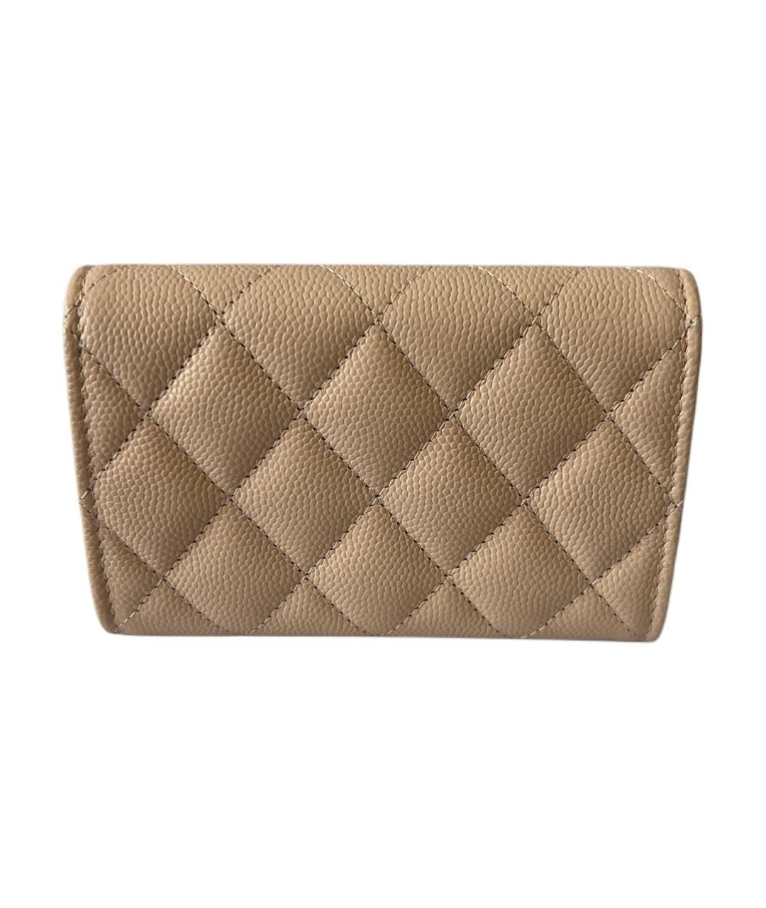 CHANEL Бежевый кожаный кошелек, фото 3