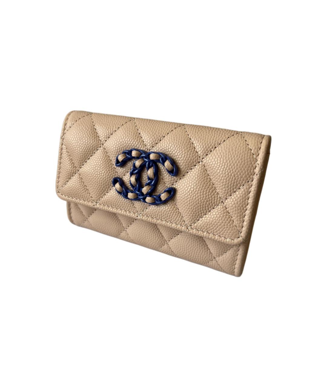 CHANEL Бежевый кожаный кошелек, фото 2