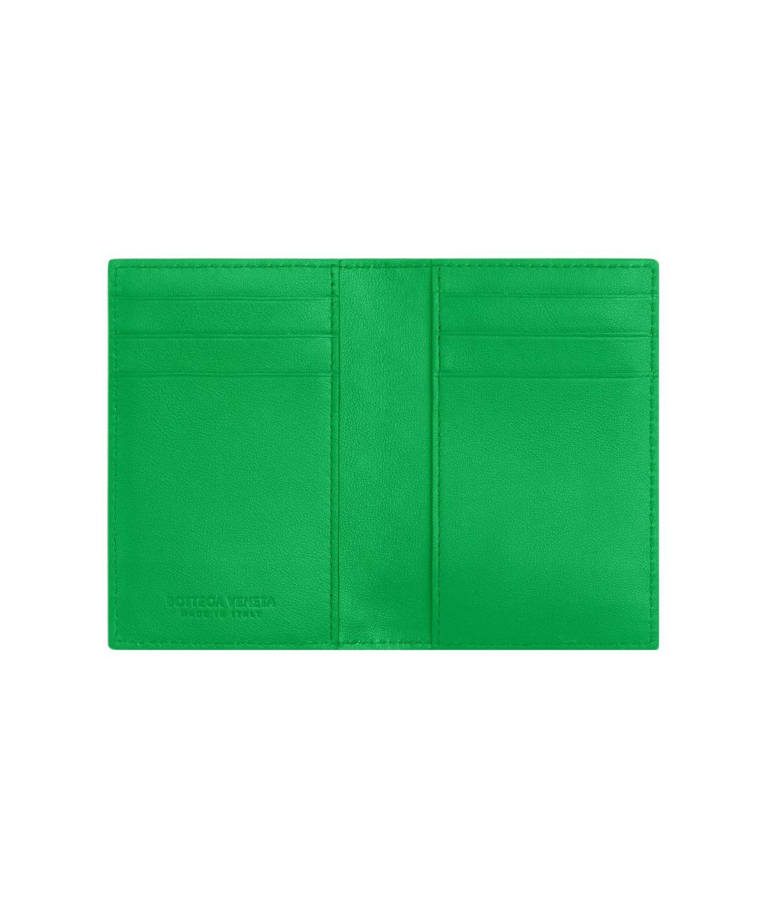 BOTTEGA VENETA Зеленый кожаный кошелек, фото 2