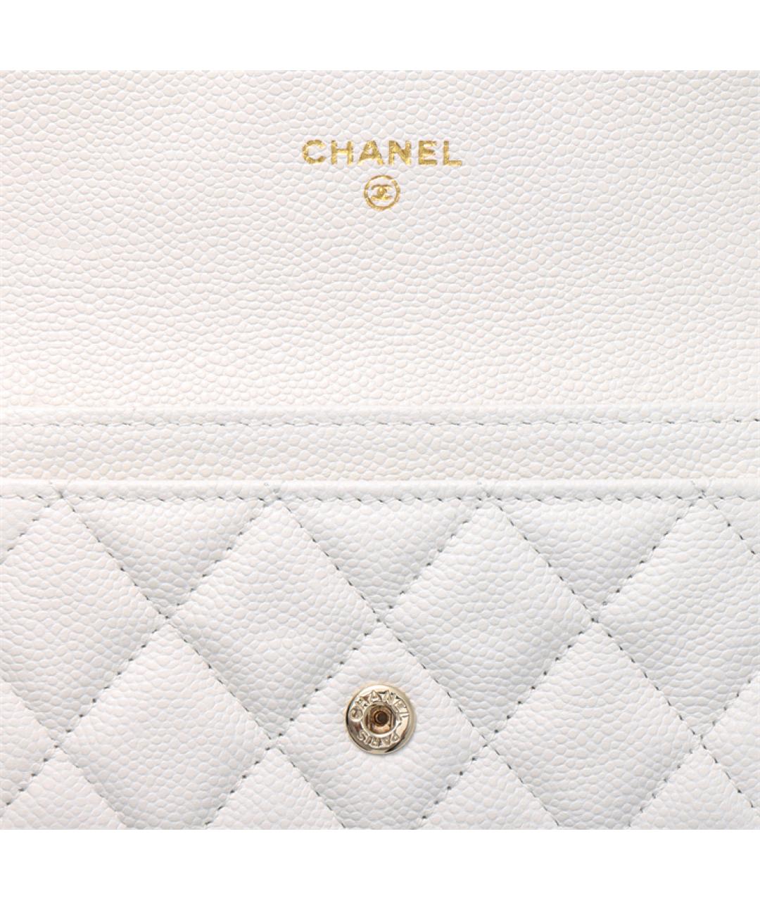 CHANEL Белый кожаный кошелек, фото 6