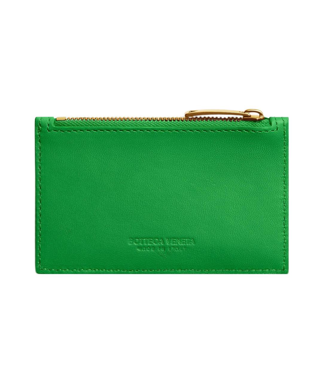 BOTTEGA VENETA Зеленый кожаный кардхолдер, фото 2