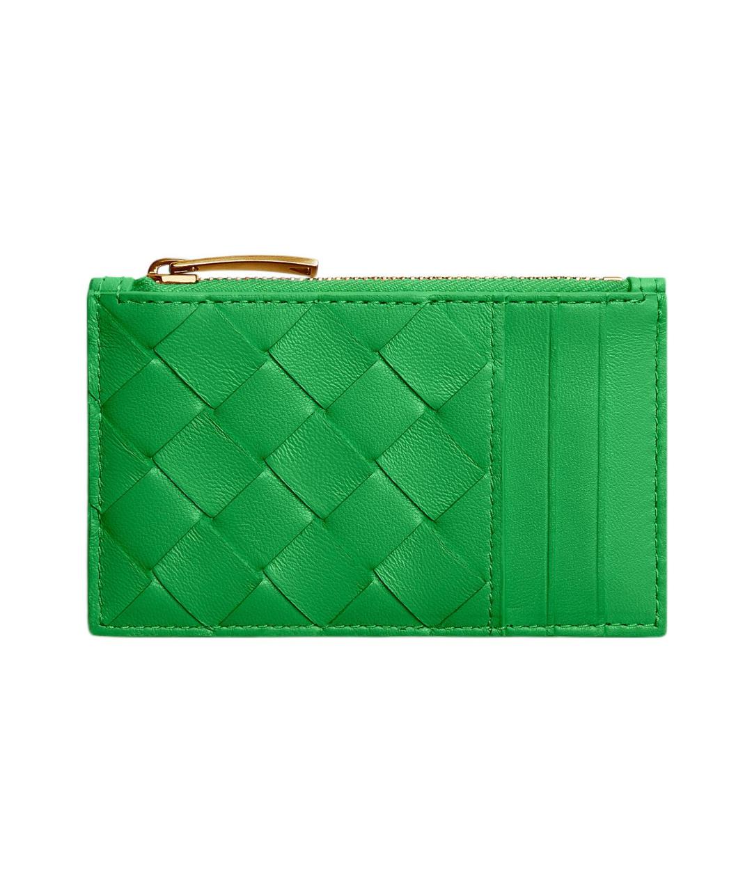 BOTTEGA VENETA Зеленый кожаный кардхолдер, фото 1