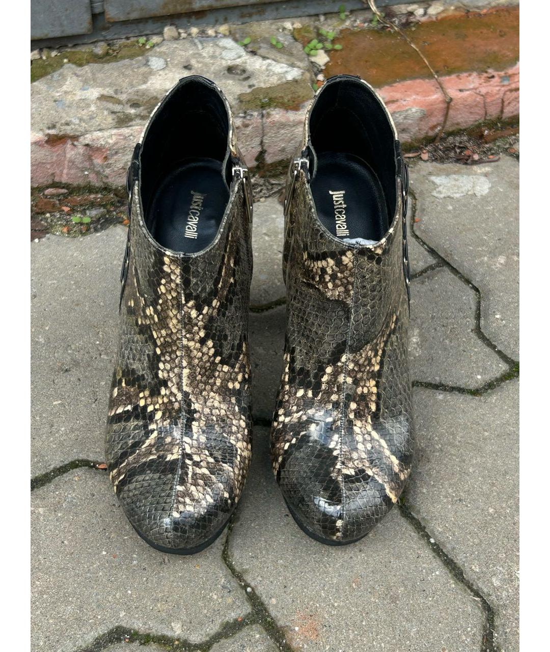 JUST CAVALLI Коричневые кожаные ботильоны, фото 3