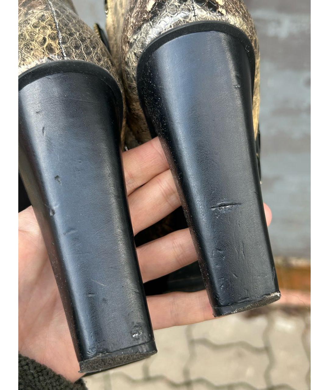 JUST CAVALLI Коричневые кожаные ботильоны, фото 8