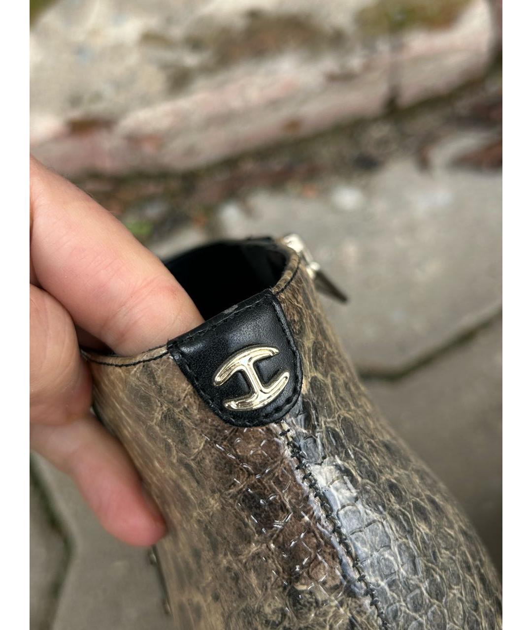 JUST CAVALLI Коричневые кожаные ботильоны, фото 6