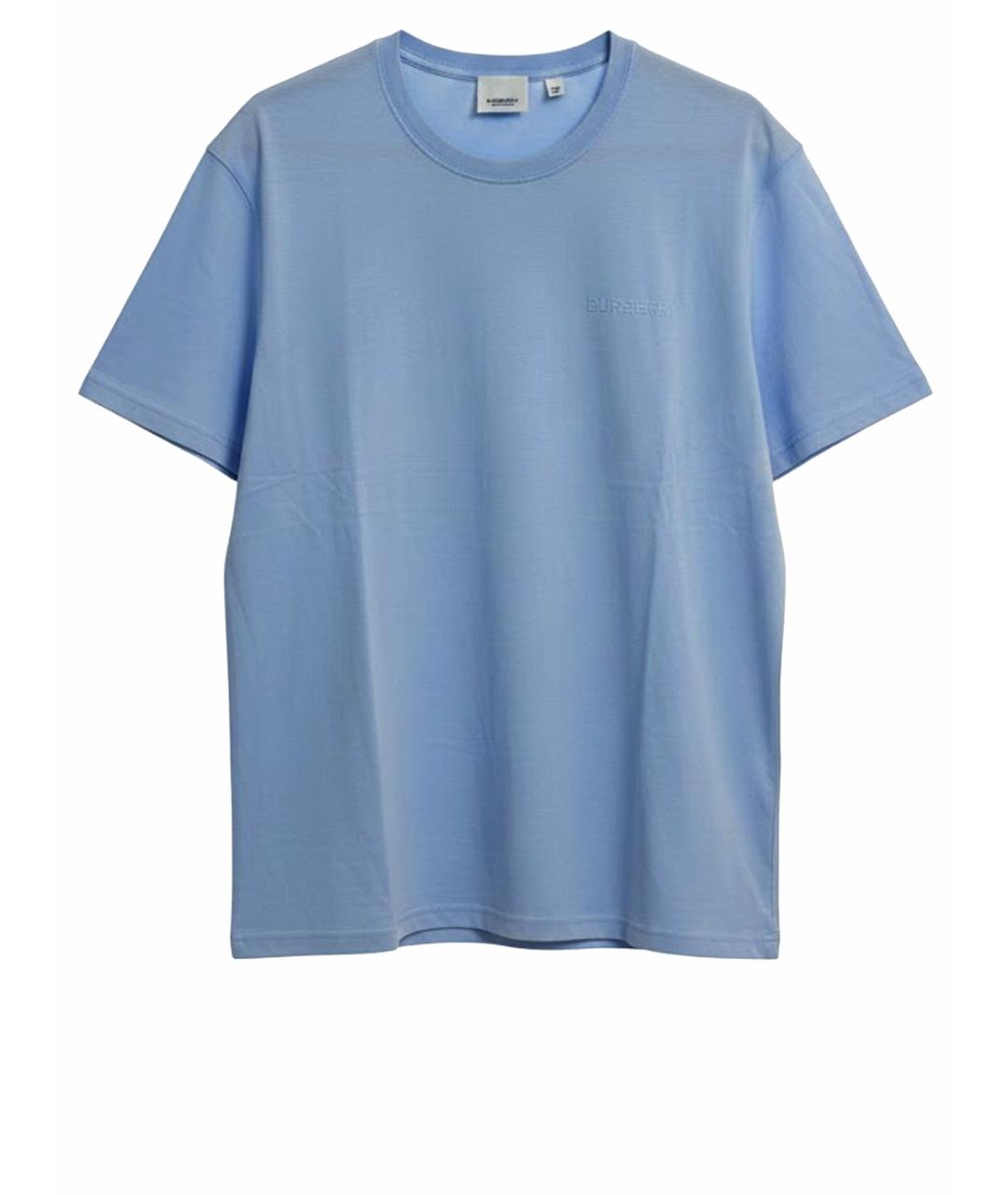BURBERRY Голубая хлопковая футболка, фото 1