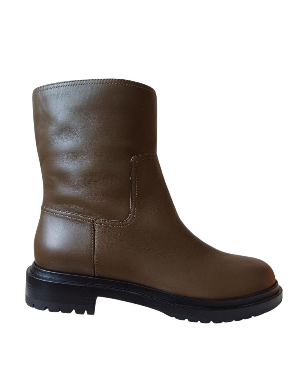 SERGIO ROSSI Хаки кожаные ботинки, фото 1