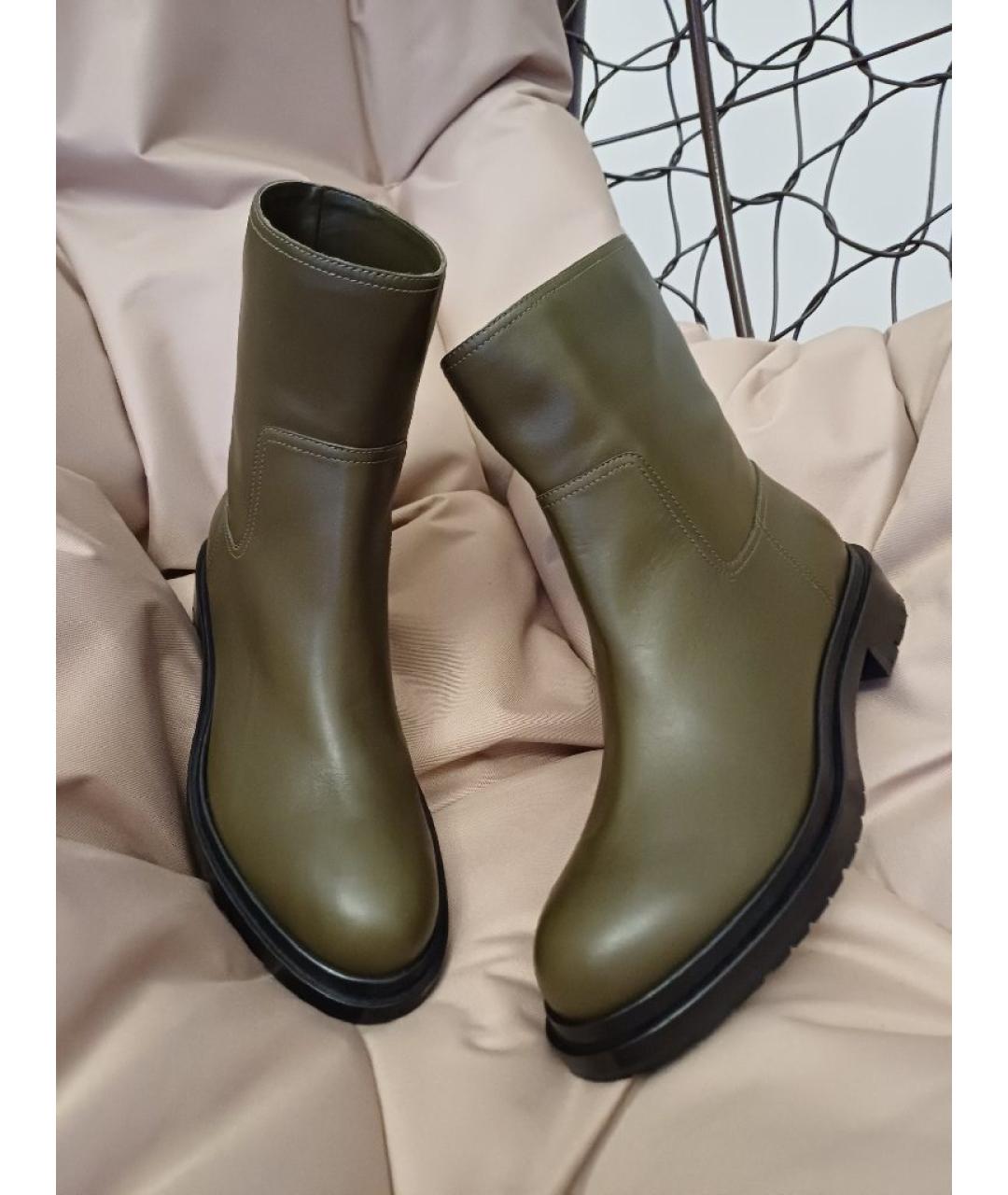 SERGIO ROSSI Хаки кожаные ботинки, фото 5