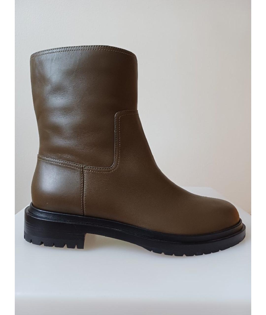 SERGIO ROSSI Хаки кожаные ботинки, фото 9