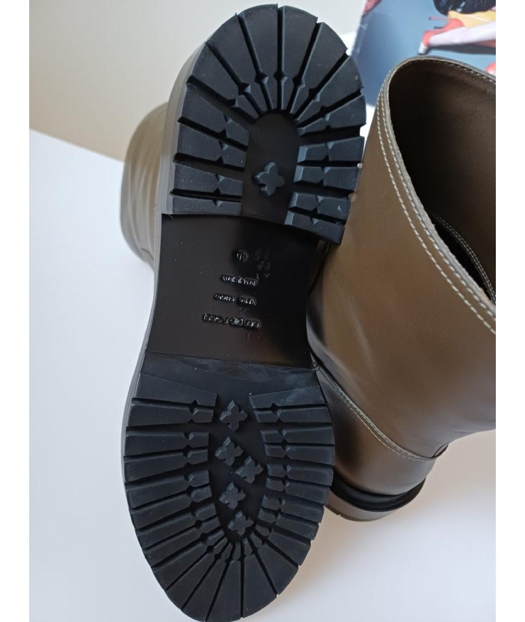 SERGIO ROSSI Хаки кожаные ботинки, фото 8