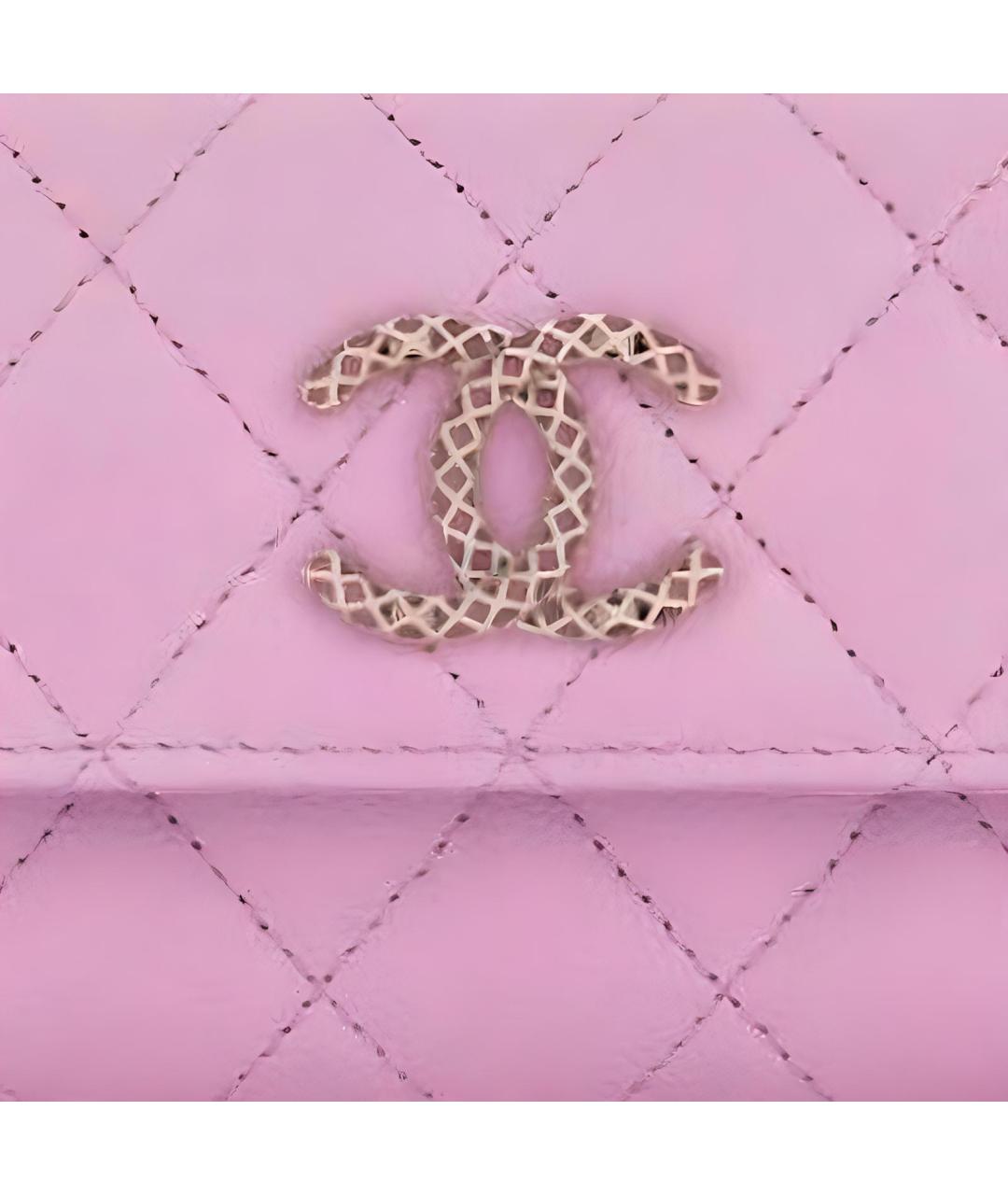 CHANEL Розовый кожаный кошелек, фото 4