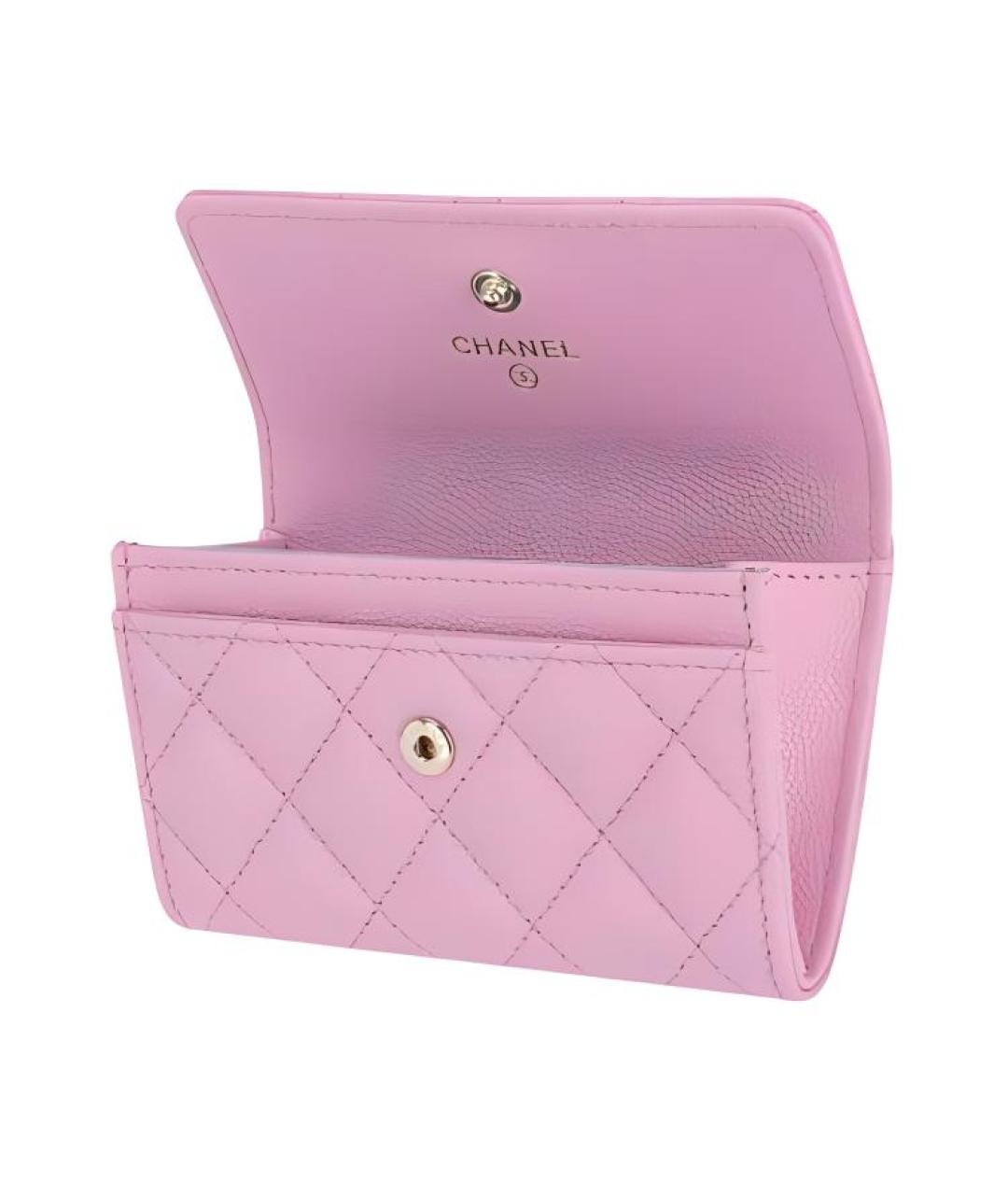 CHANEL Розовый кожаный кошелек, фото 3