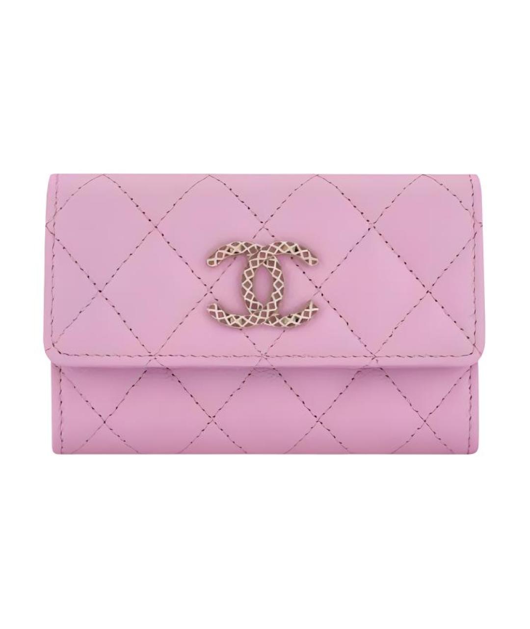 CHANEL Розовый кожаный кошелек, фото 1