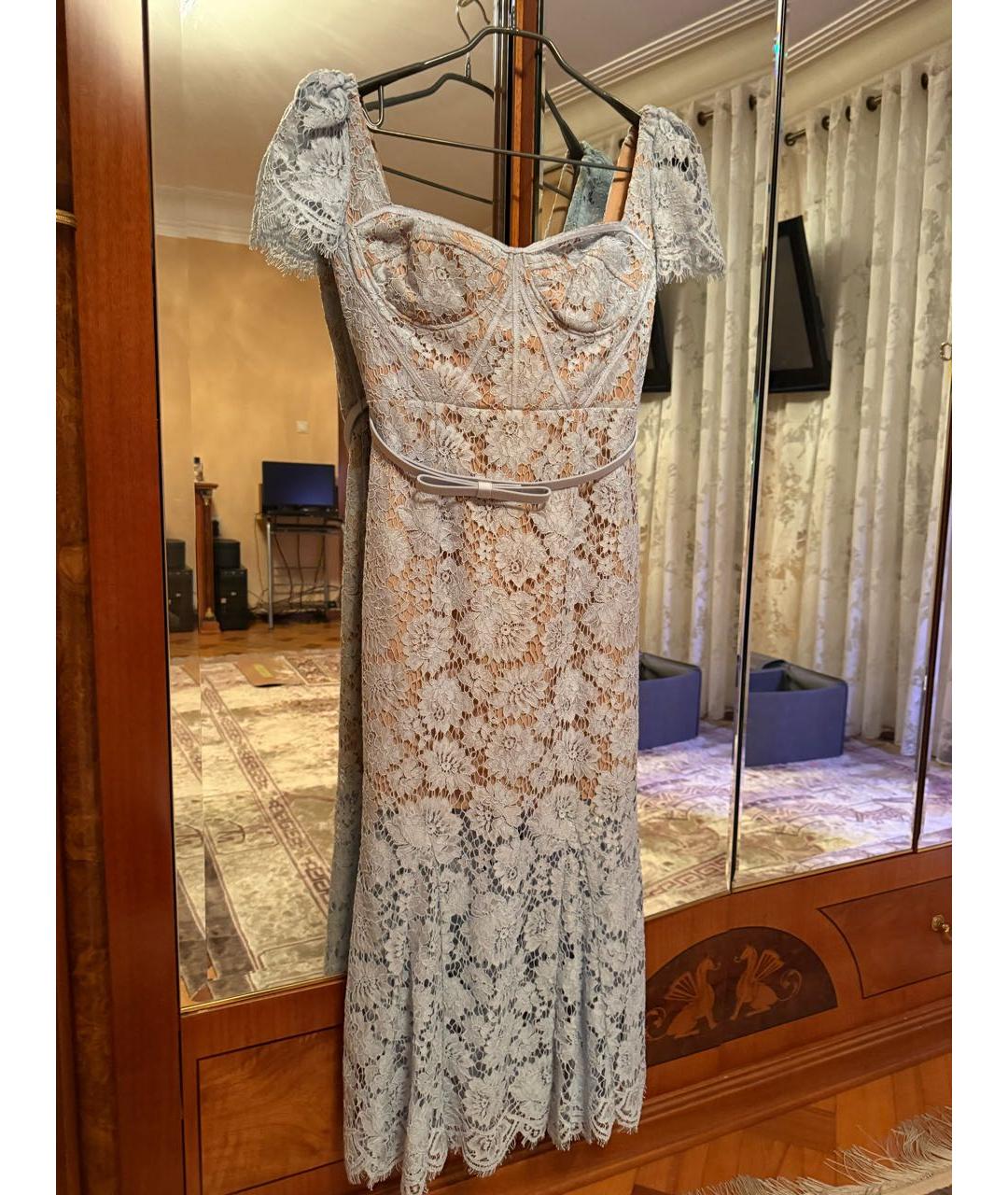 SELF-PORTRAIT Голубое кружевное коктейльное платье, фото 8