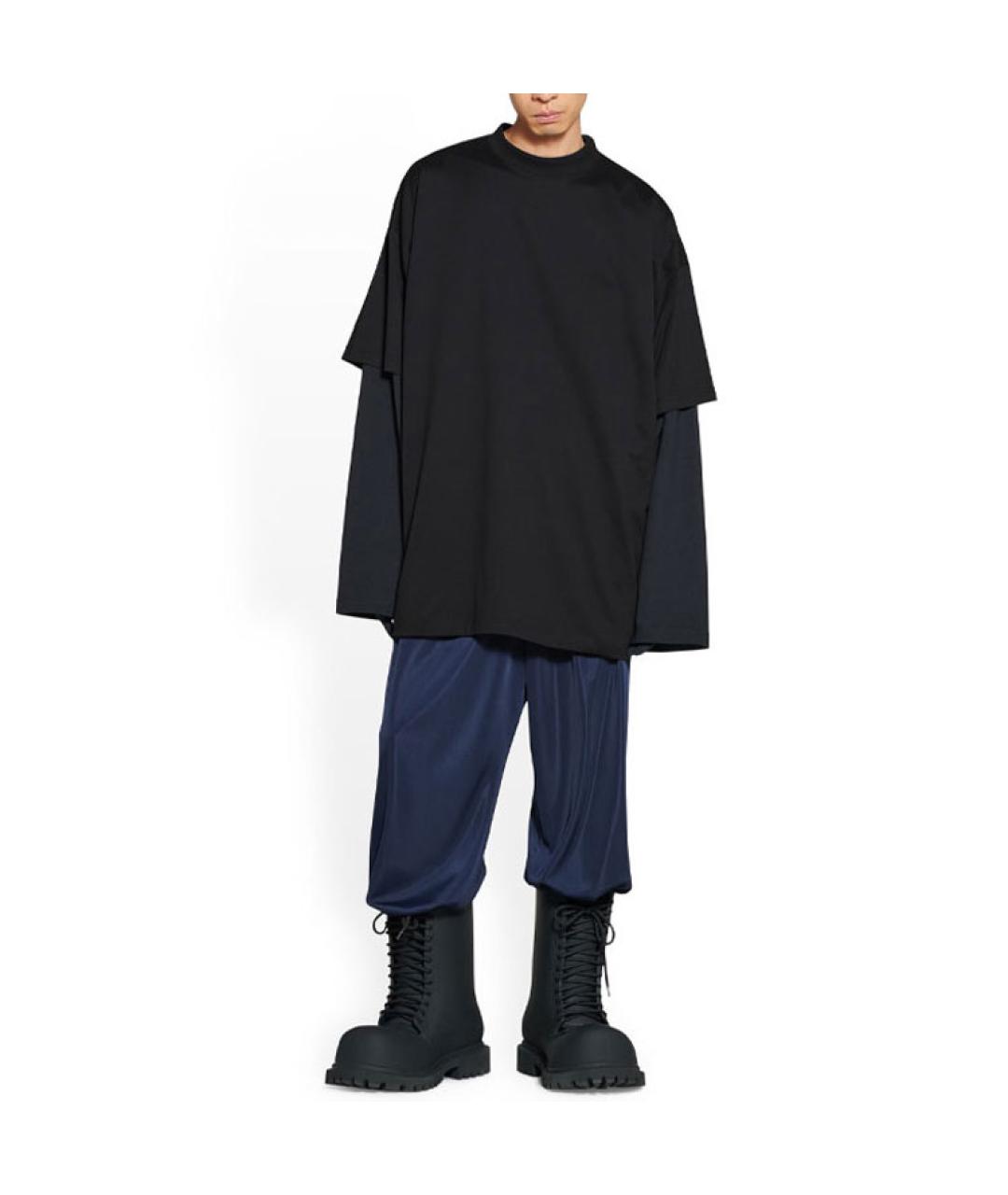 BALENCIAGA Черная хлопковая футболка, фото 4