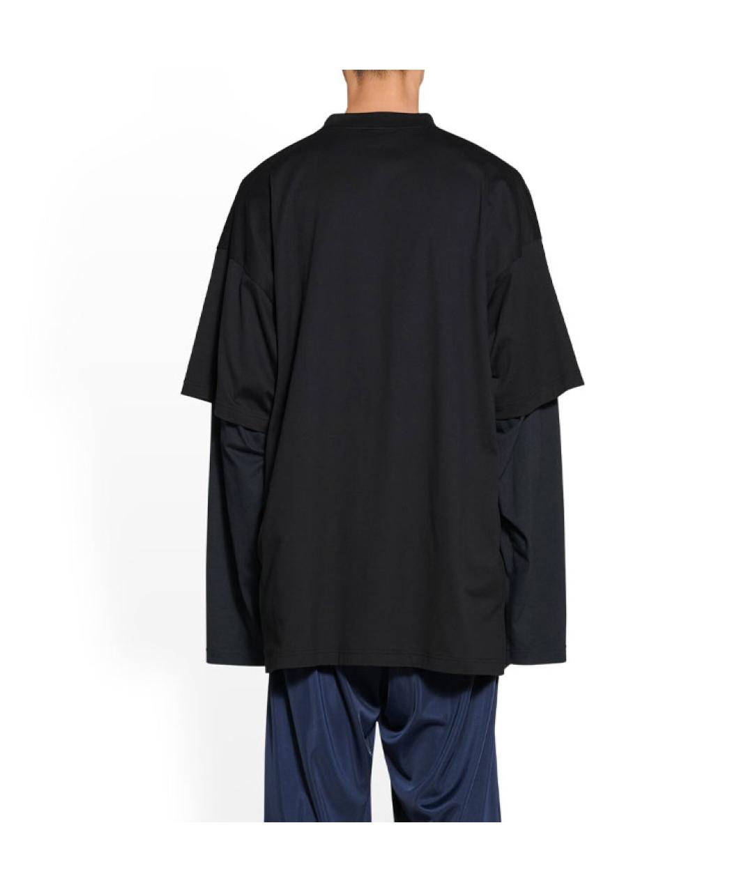 BALENCIAGA Черная хлопковая футболка, фото 3