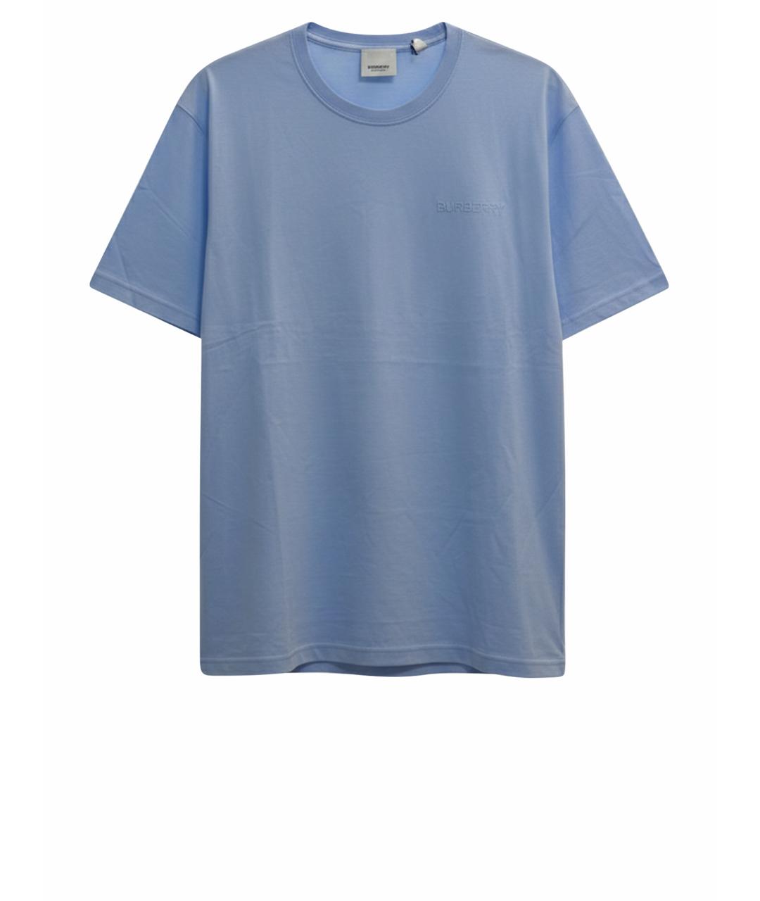 BURBERRY Голубая хлопковая футболка, фото 1