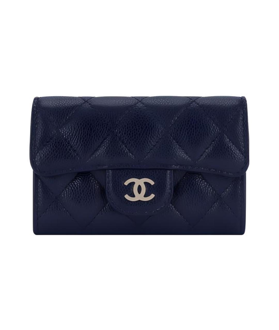 CHANEL Темно-синий кожаный кардхолдер, фото 1