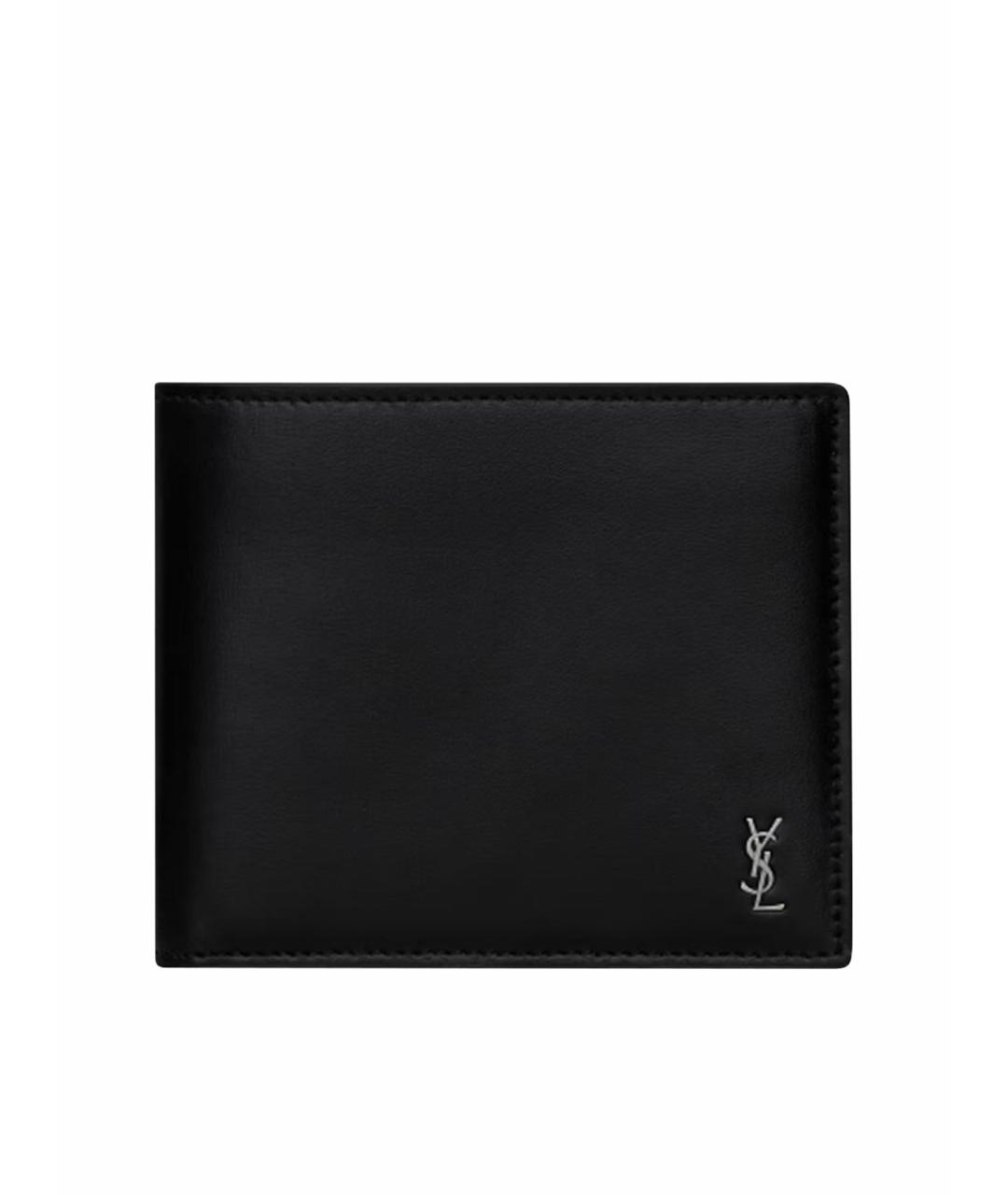 SAINT LAURENT Черный кожаный кошелек, фото 1