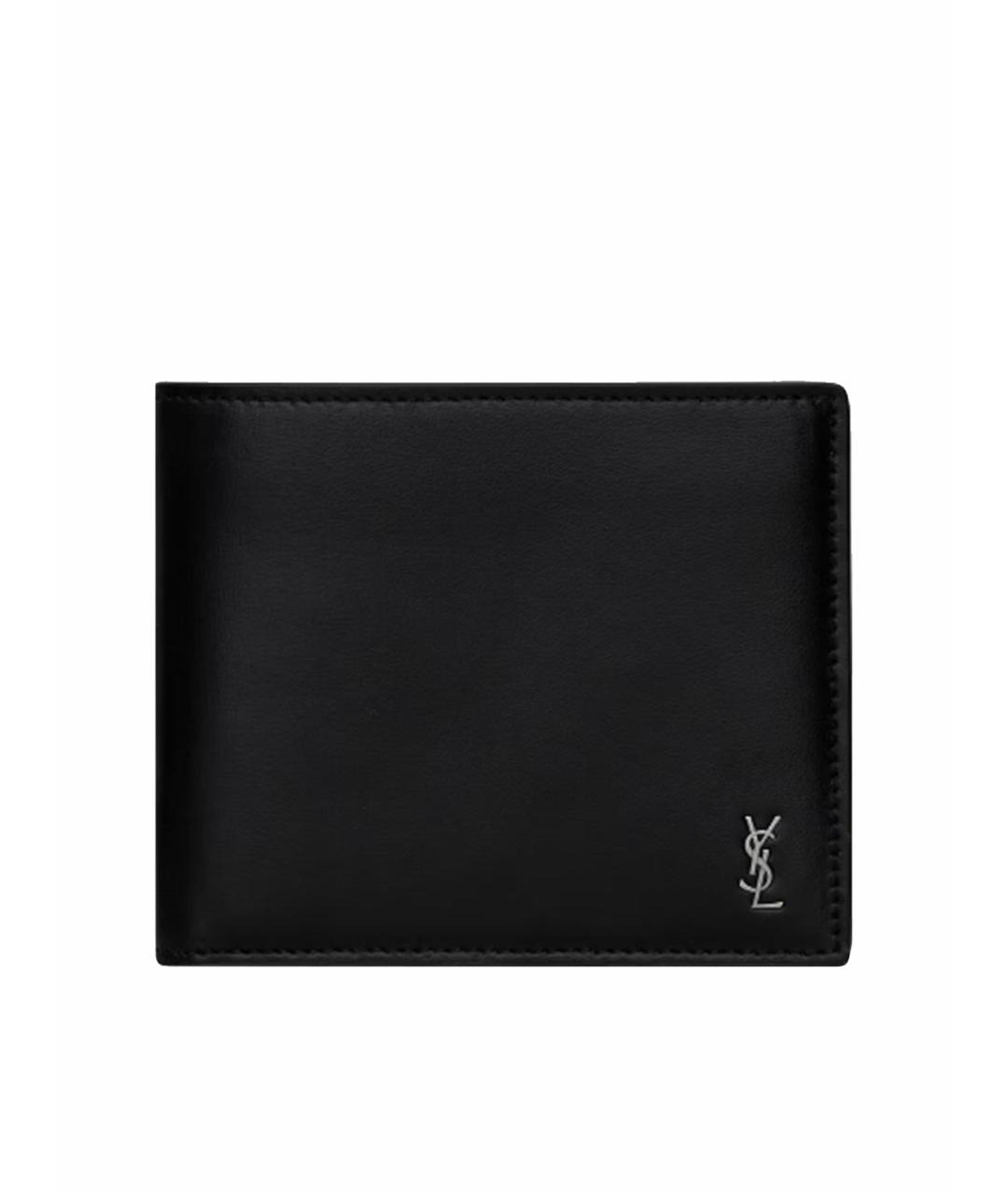 SAINT LAURENT Черный кожаный кошелек, фото 4