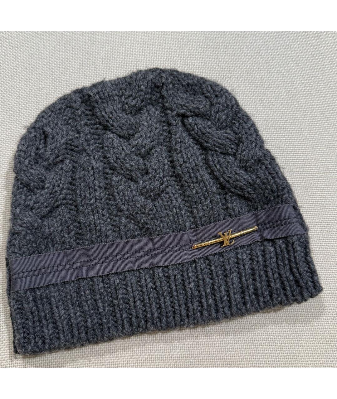 LOUIS VUITTON Антрацитовая шерстяная шапка, фото 2