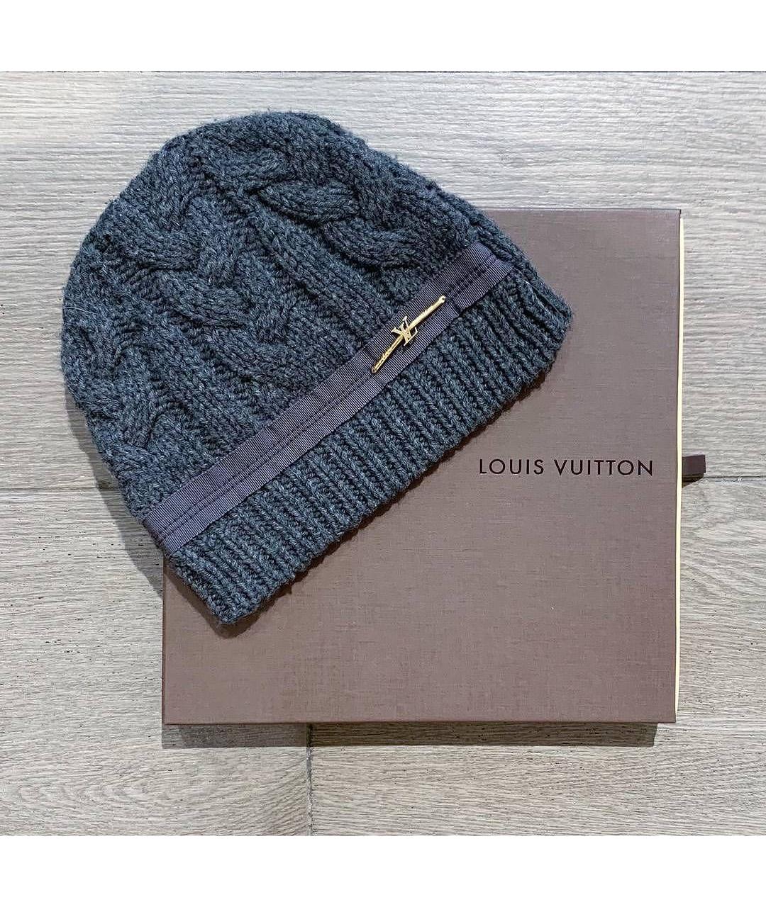 LOUIS VUITTON Антрацитовая шерстяная шапка, фото 7