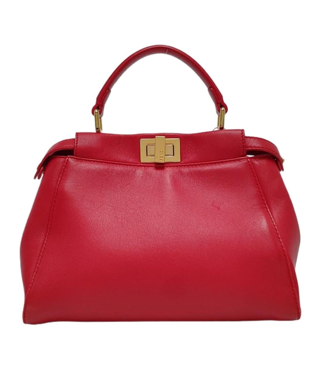 FENDI Красная кожаная сумка с короткими ручками, фото 5