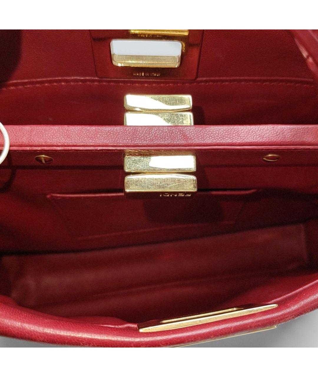 FENDI Красная кожаная сумка с короткими ручками, фото 3