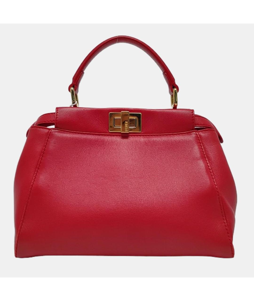FENDI Красная кожаная сумка с короткими ручками, фото 4