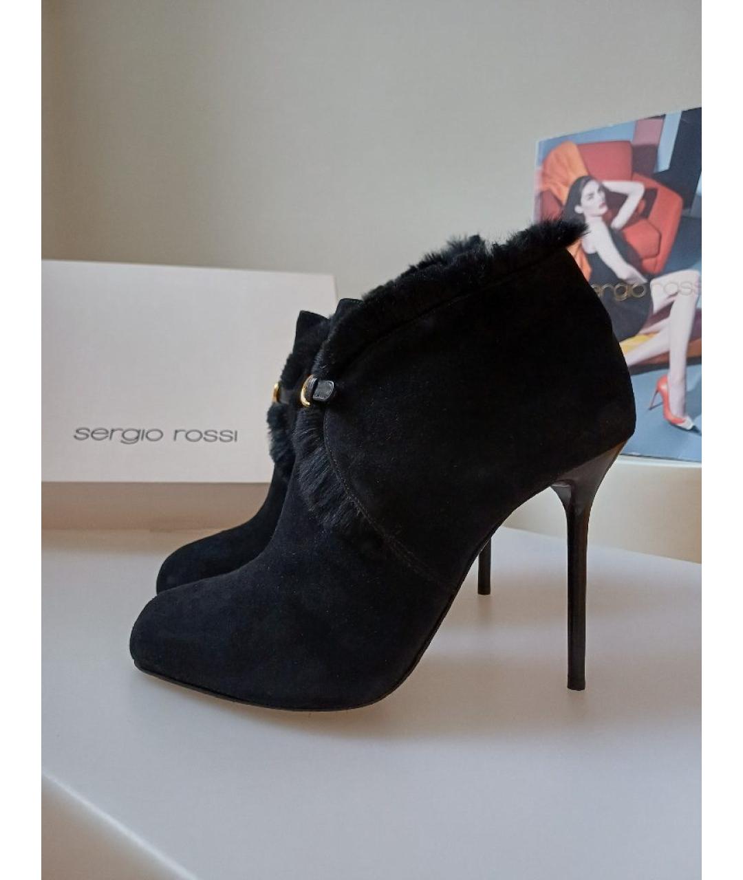 SERGIO ROSSI Черные замшевые ботильоны, фото 5