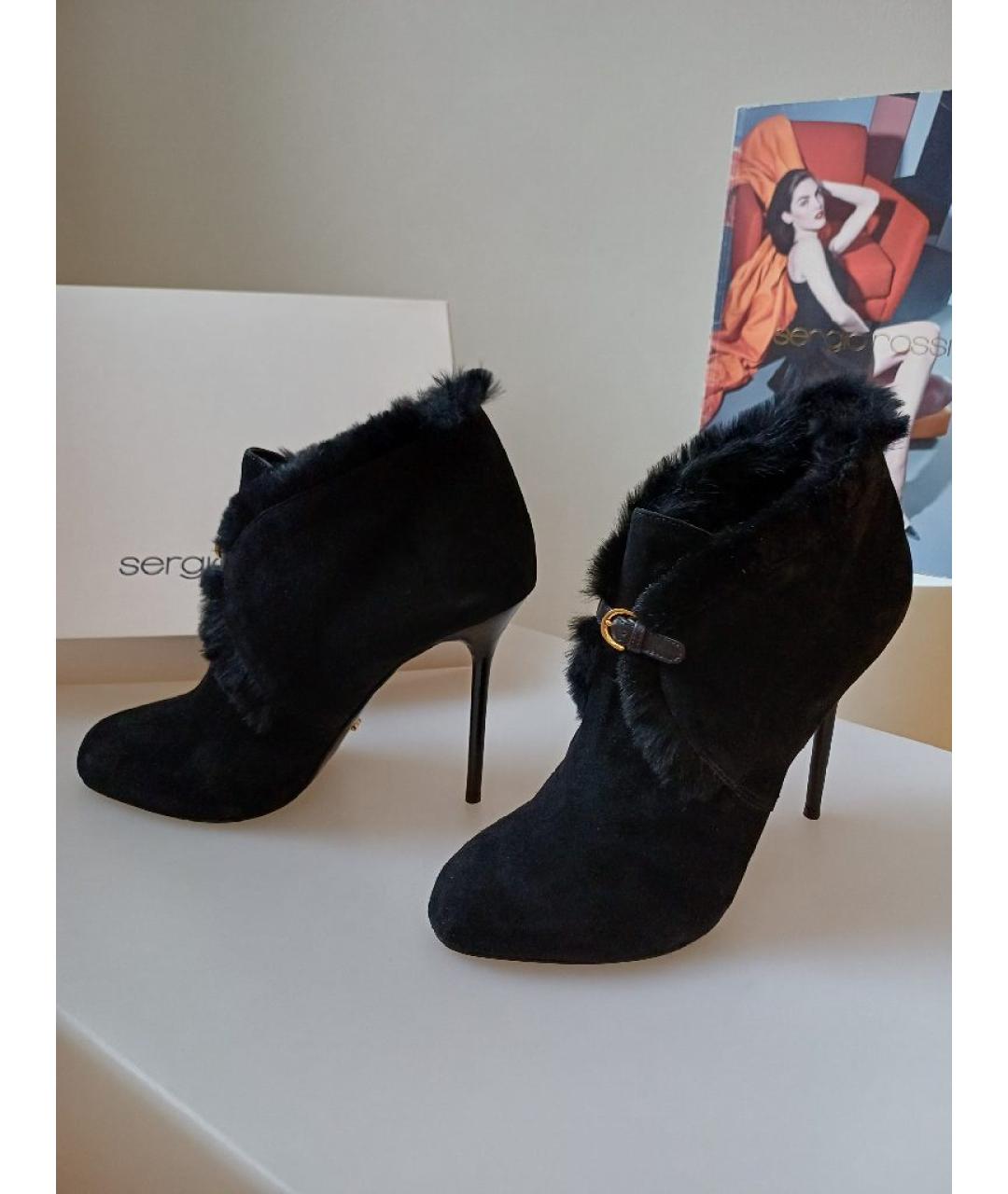 SERGIO ROSSI Черные замшевые ботильоны, фото 6