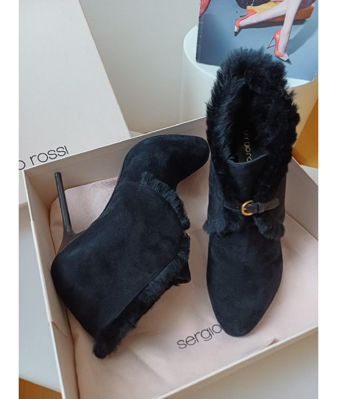 SERGIO ROSSI Черные замшевые ботильоны, фото 2