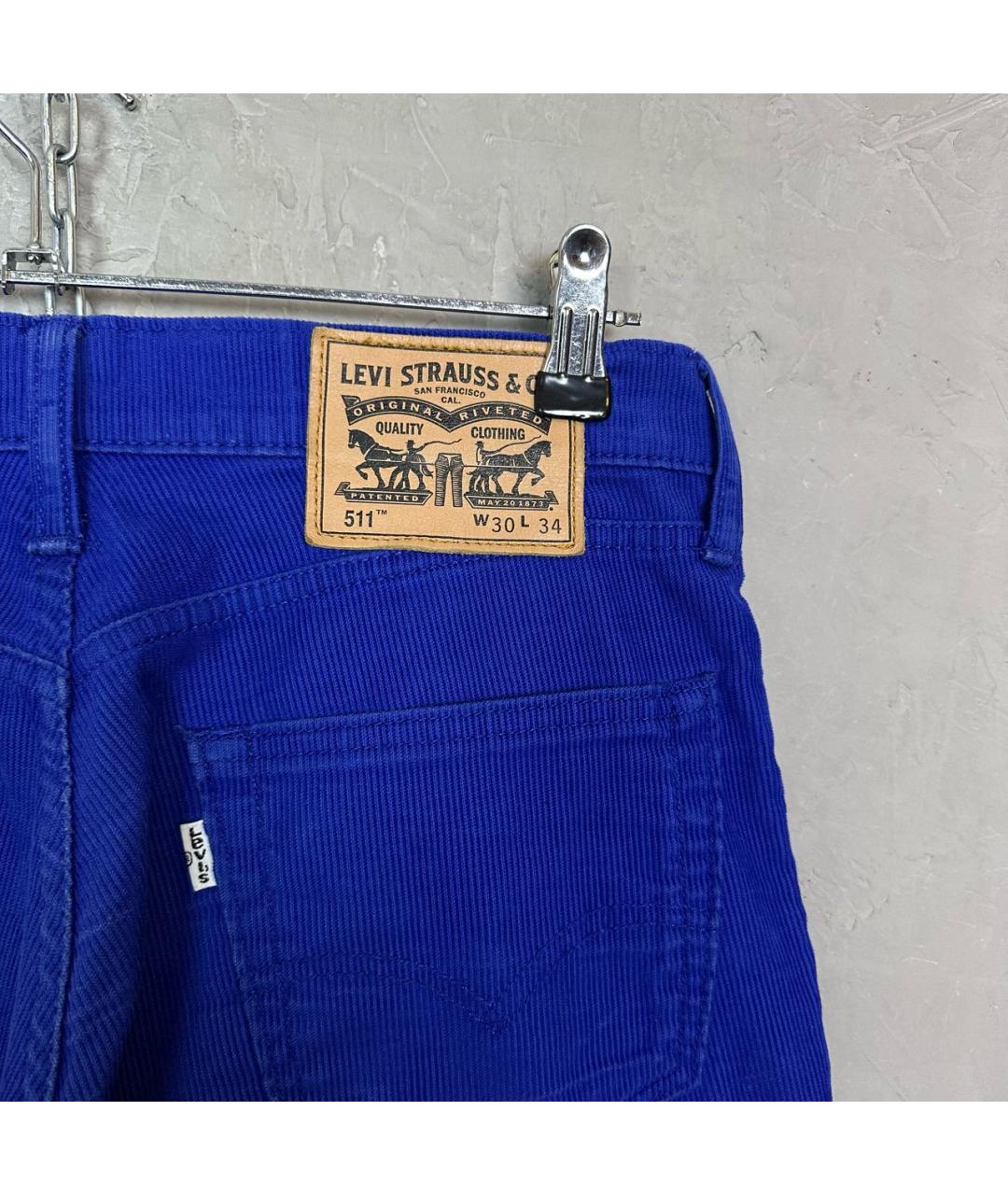 LEVI'S Синие хлопко-эластановые брюки чинос, фото 4