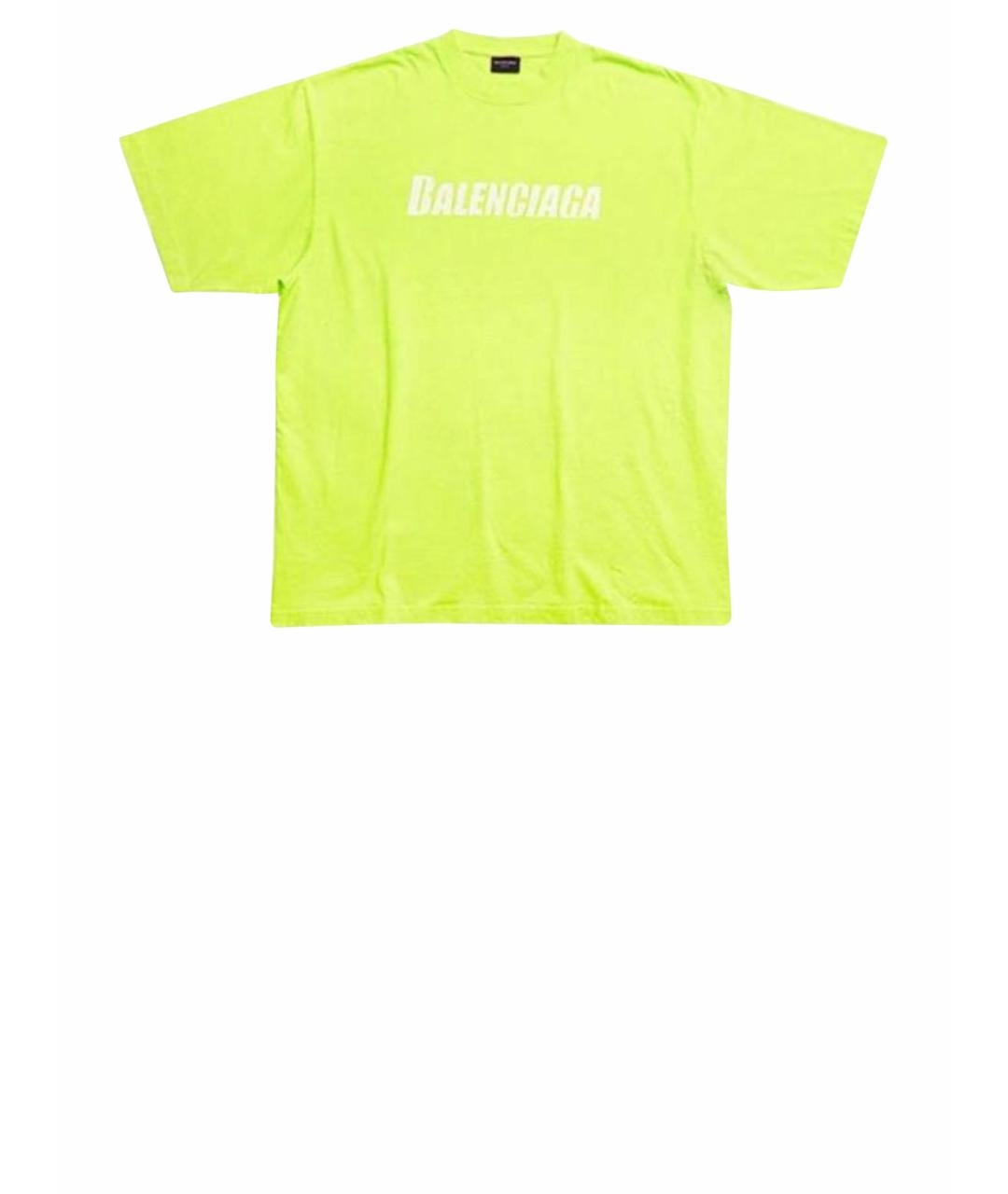 BALENCIAGA Салатовая хлопковая футболка, фото 1