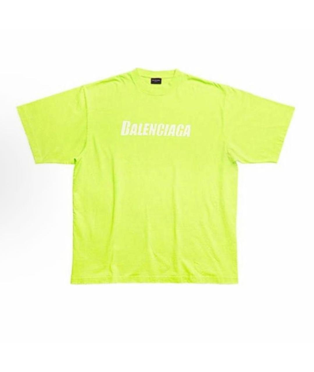 BALENCIAGA Салатовая хлопковая футболка, фото 6