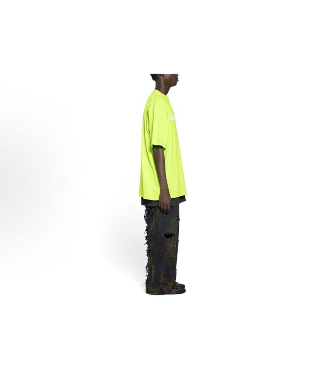 BALENCIAGA Салатовая хлопковая футболка, фото 4