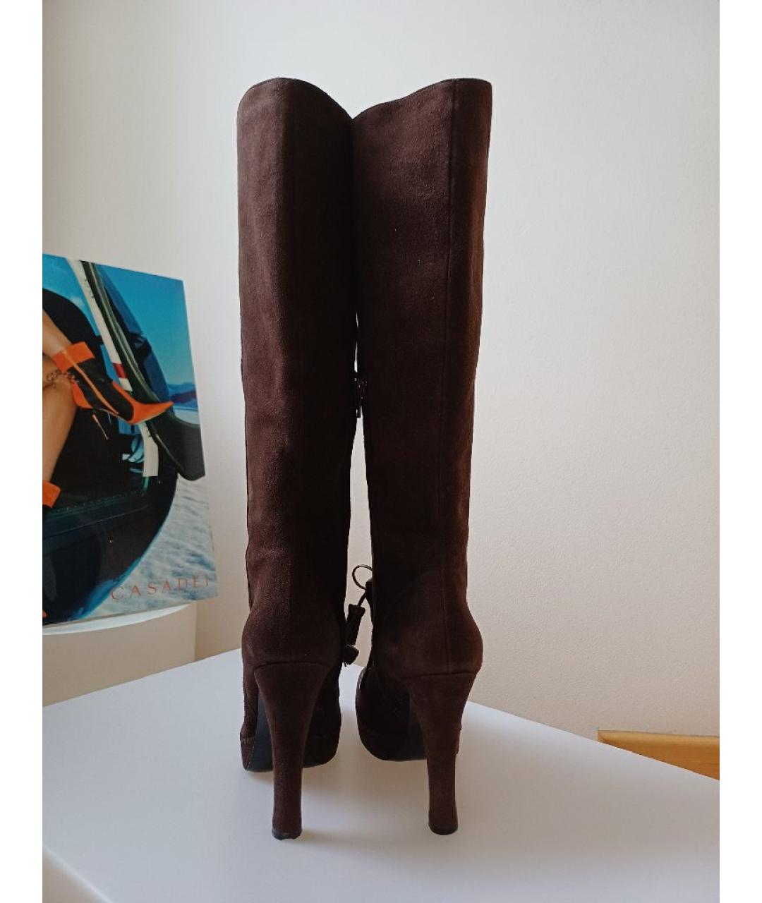 CASADEI Коричневые замшевые сапоги, фото 8