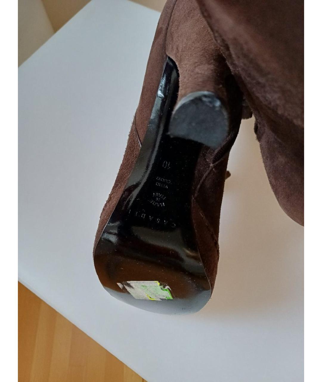 CASADEI Коричневые замшевые сапоги, фото 9