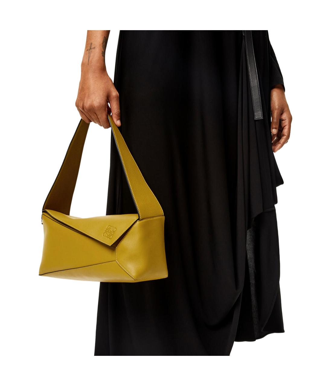 LOEWE Горчичная кожаная сумка через плечо, фото 7