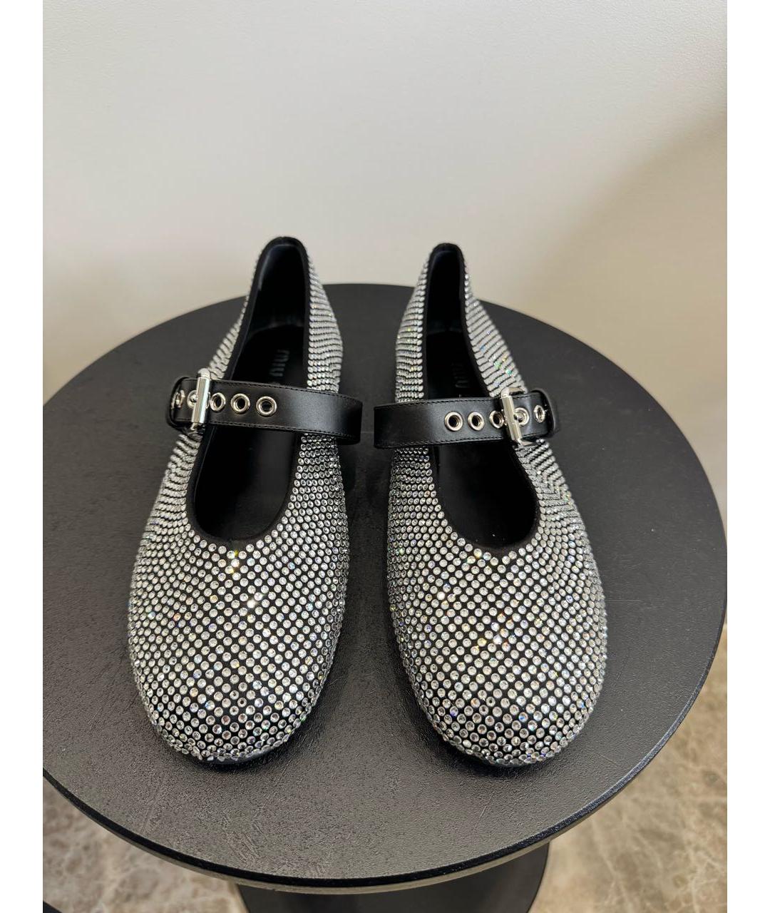 MIU MIU Черные кожаные балетки, фото 2