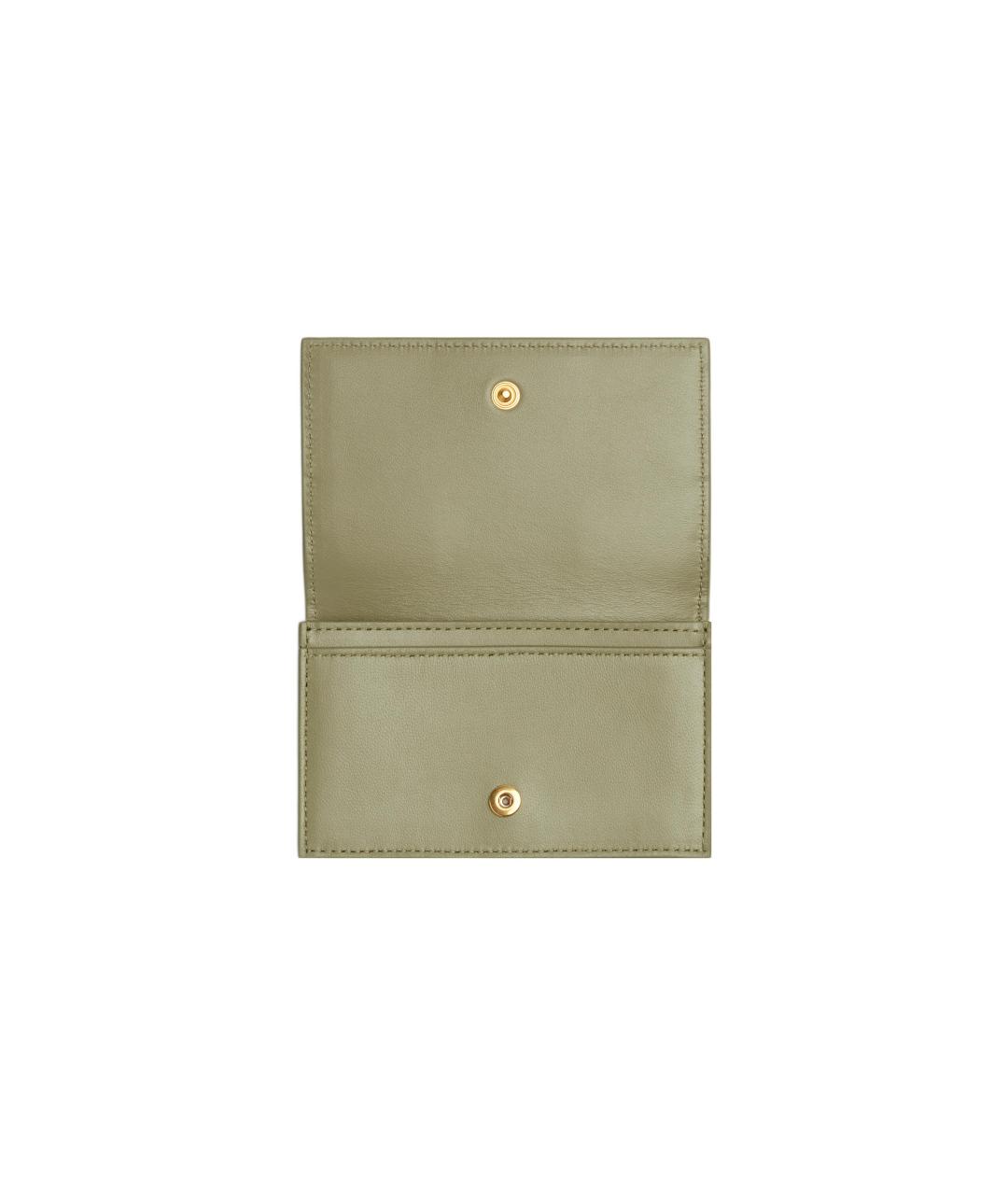 BOTTEGA VENETA Зеленый кожаный кардхолдер, фото 3