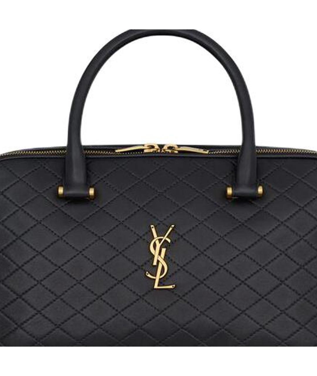 SAINT LAURENT Черная кожаная сумка с короткими ручками, фото 6