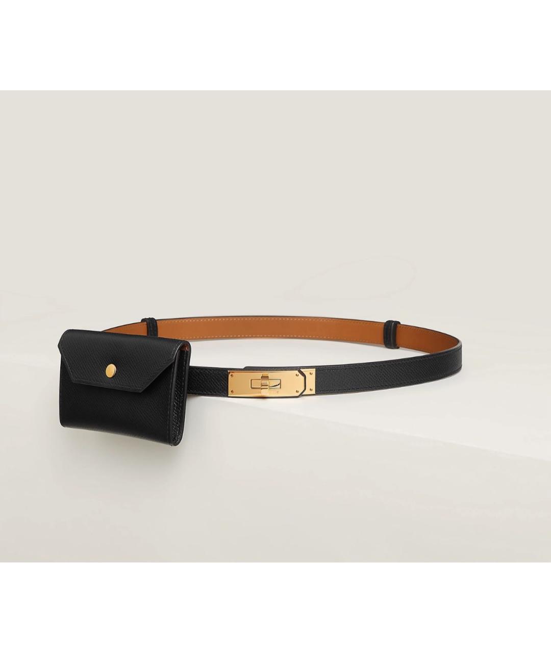 HERMES Черный кожаный ремень, фото 9