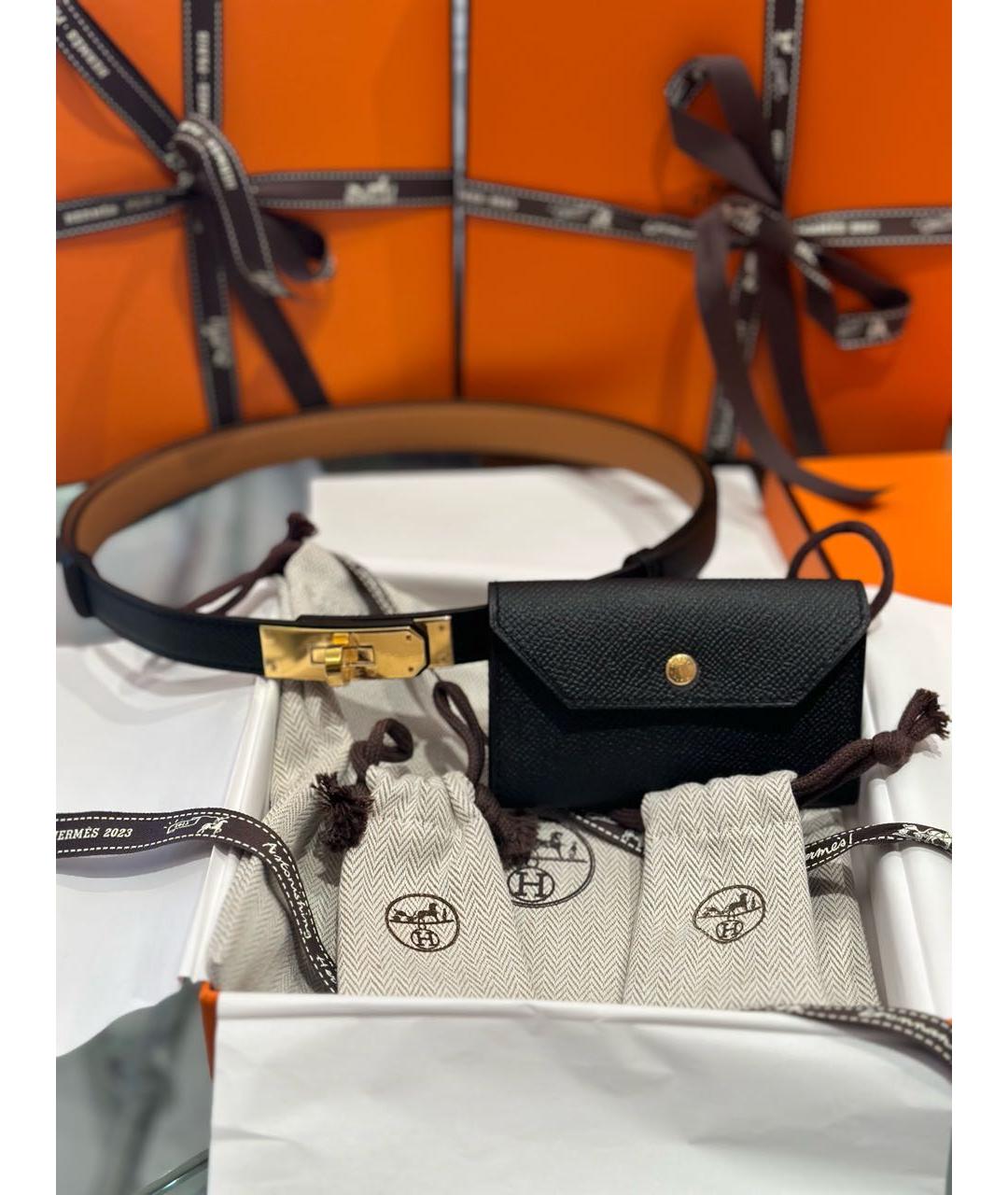 HERMES Черный кожаный ремень, фото 8