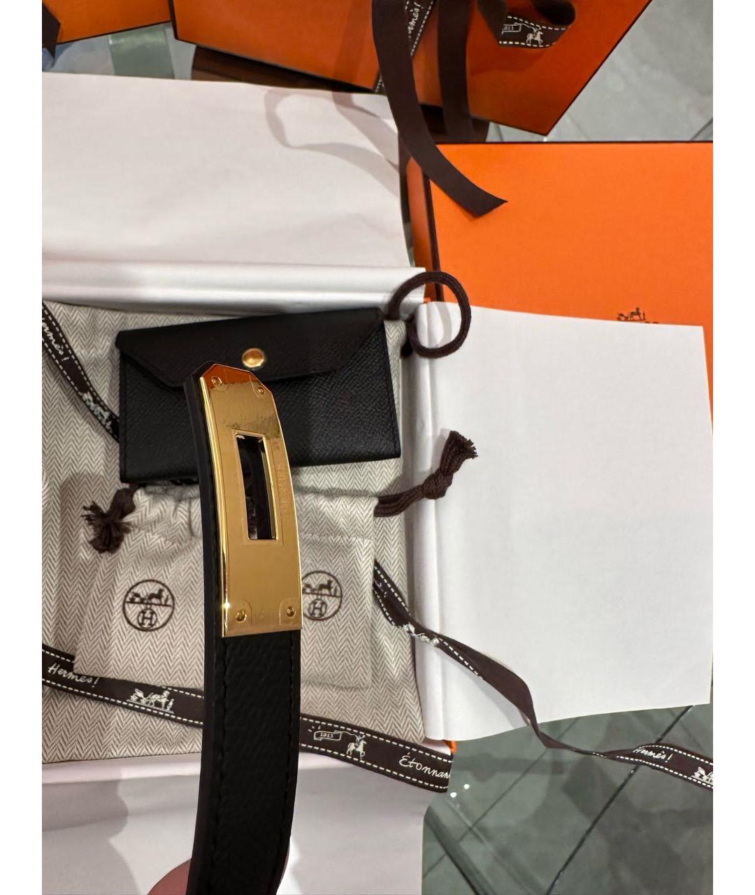 HERMES Черный кожаный ремень, фото 7