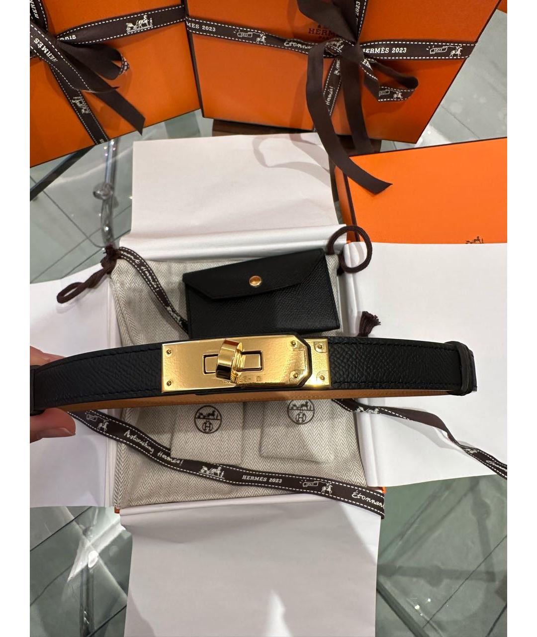 HERMES Черный кожаный ремень, фото 4